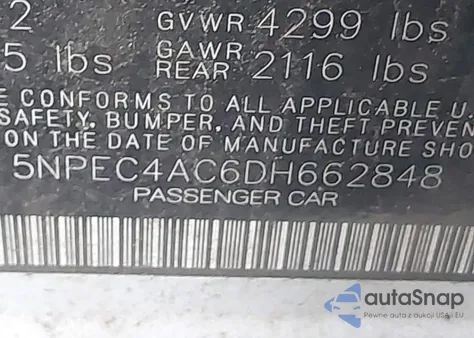 2013 Hyundai Sonata Limited z USA, uszkodzony, nr VIN 5NPEC4AC6DH662848